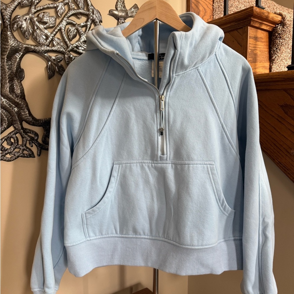 Trendy Queen Half-Zip Hoodie in Light Blue - HEAVY!